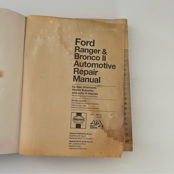 Ford Ranger Bronco II 1983 thru 1992 Haynes Automotive Repair Manual 36070 Gas - Picture 2 of 16